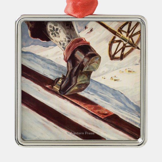 Norge - hemmet av skidåkningen julgransprydnad metall (Framsidan)