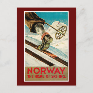 Norge Hemmet för Skiing Vintage resor Poster Vykort