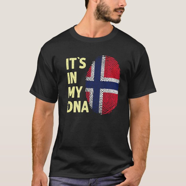 Norge i min DNA-Flagga Norge 1 T Shirt (Framsida)