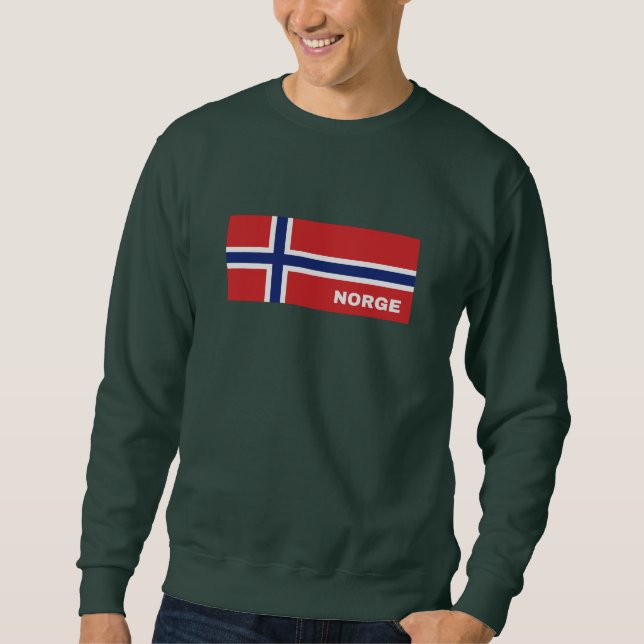 Norge i norsk Flagga Lång Ärmad Tröja (Framsida)
