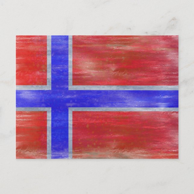 Norge i norska flagga vykort (Framsida)