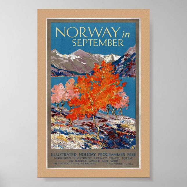 Norge i september Vintageaffisch Restaurering Poster (Framsidan)