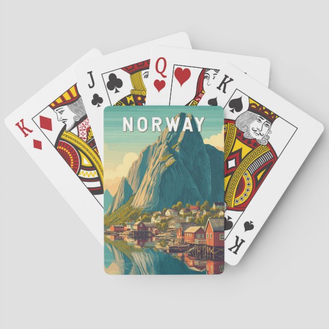 Norge Illustration Resa Konst Vintage Casinokort (Baksidan)