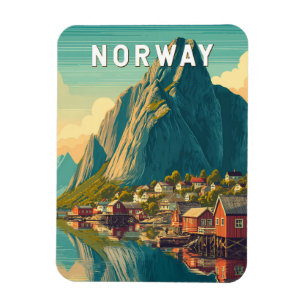 Norge Illustration Resa Konst Vintage Magnet