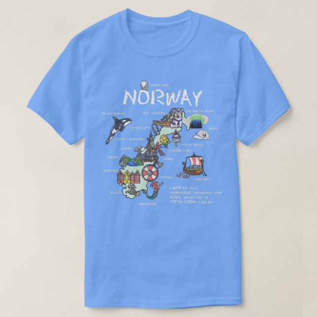 Norge illustrerad karta t shirt (Design framsida)