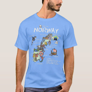 Norge illustrerad karta t shirt