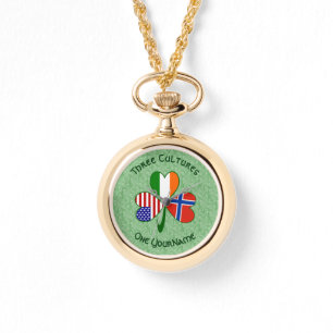 Norge Irland USA Shamrock Flag Personlig Armbandsur