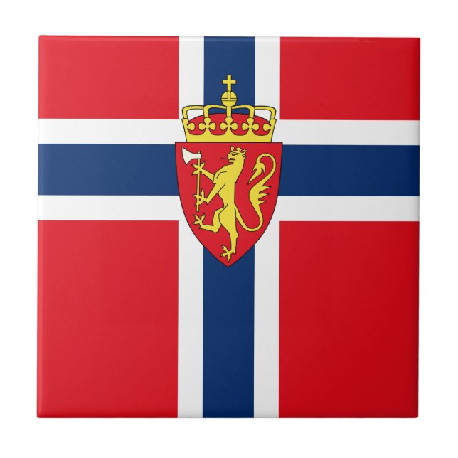 Norge jackande arm på Norgens flagga, norska Kakelplatta (Framsidan)