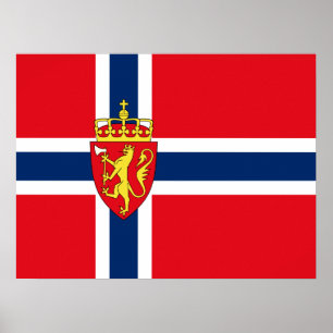 Norge jackande arm på Norgens flagga, norska Poster