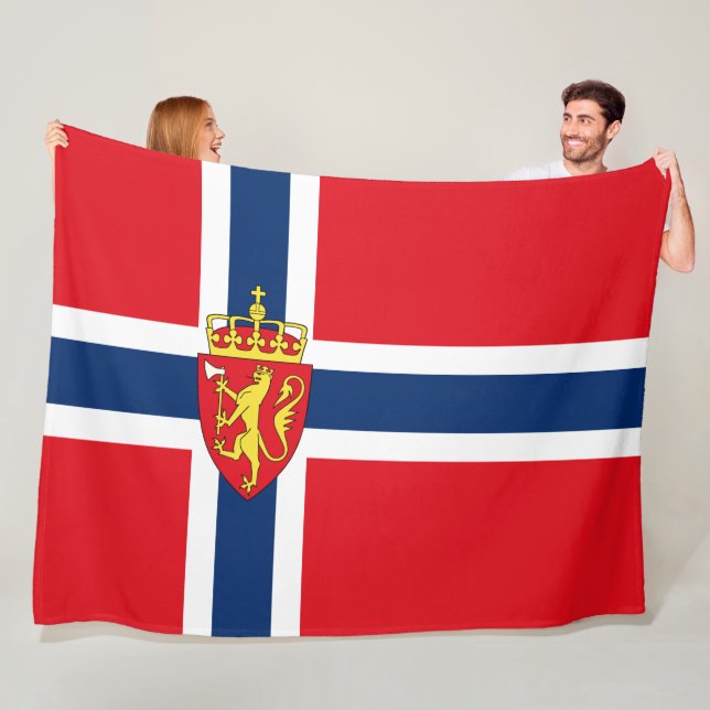 Norge jackat av arm på Norgens flagga, norska 3a Fleecefilt (På plats)