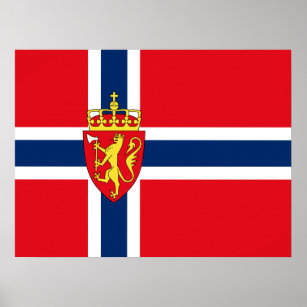Norge jackat av arm på Norgens flagga, norska Poster