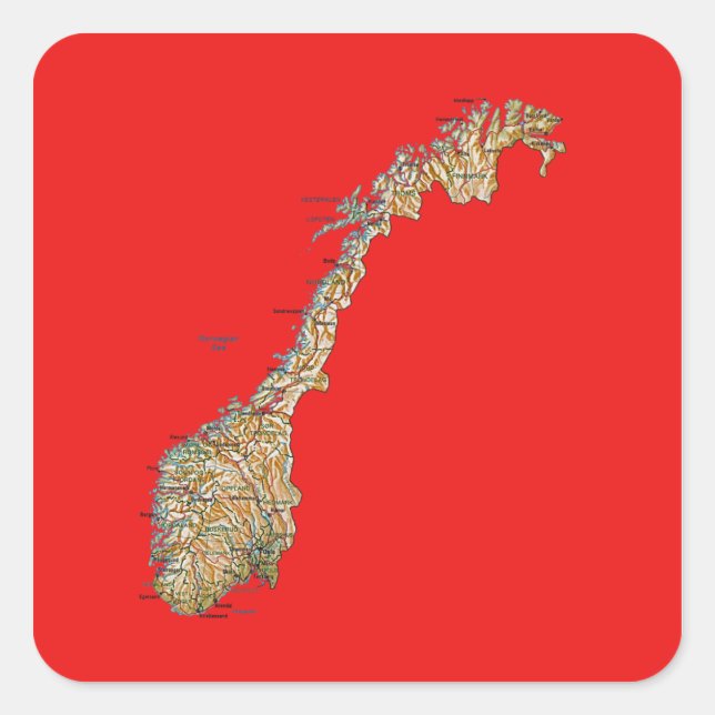 Norge Kart Klistermärke (Framsida)