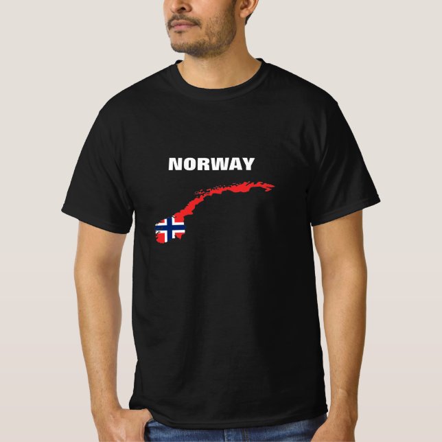 Norge Karta med Flagga på T-Shirt (Framsida)