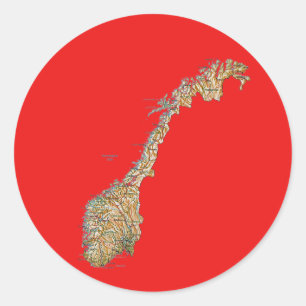 Norge Karta Sticker Runt Klistermärke