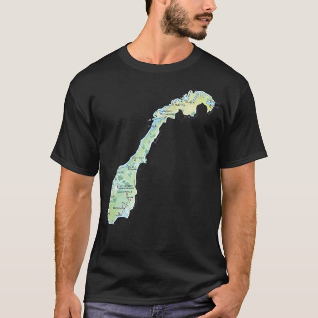 Norge Karta T Shirt (Framsida)