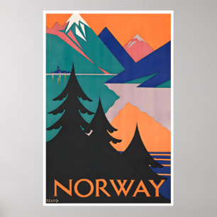 Norge Konst Norsk Tryck Resa Affisch (H1525)a