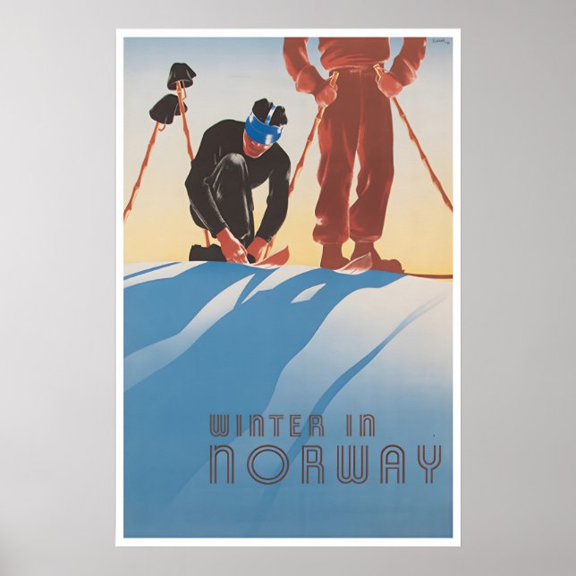 Norge Konst Norsk Tryck Skidposter Vintertryck (Framsidan)