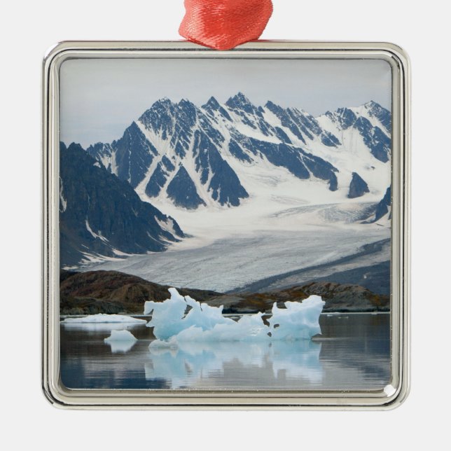 Norge, krympande glaciär och isberg julgransprydnad metall (Framsidan)
