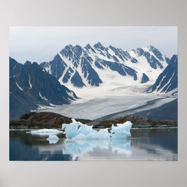 Norge, krympande glaciär och isberg poster (Framsidan)