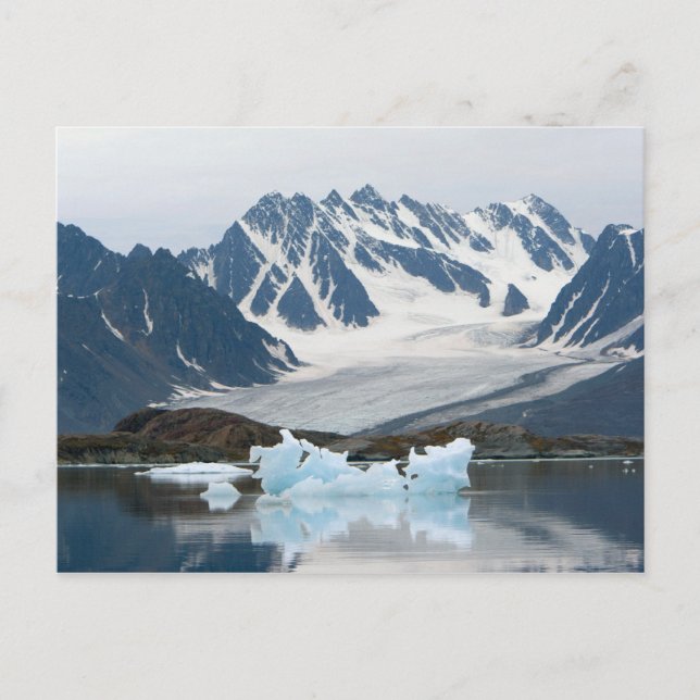 Norge, krympande glaciär och isberg vykort (Framsida)