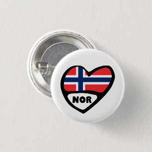 Norge Land Code Flagga Heart Pin Badge, NOR Knapp