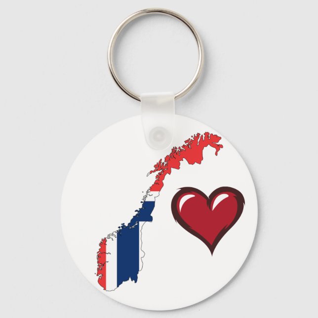 Norge land flagga röda hjärta nyckelring (Framsida)