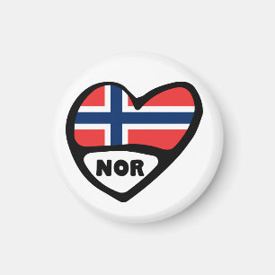 Norge Land Kod Flagga Heart, NOR Magnet