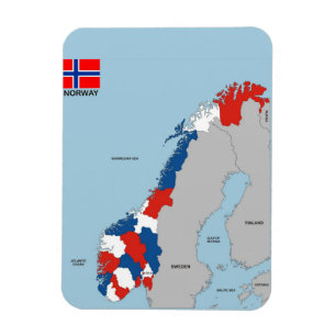 norge land politiska flagga karta magnet