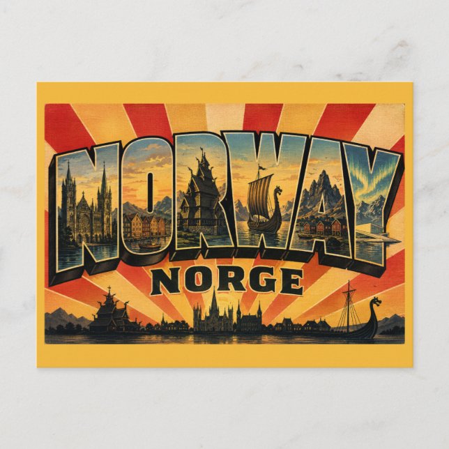 Norge Land Vintage Vykort (Framsida)