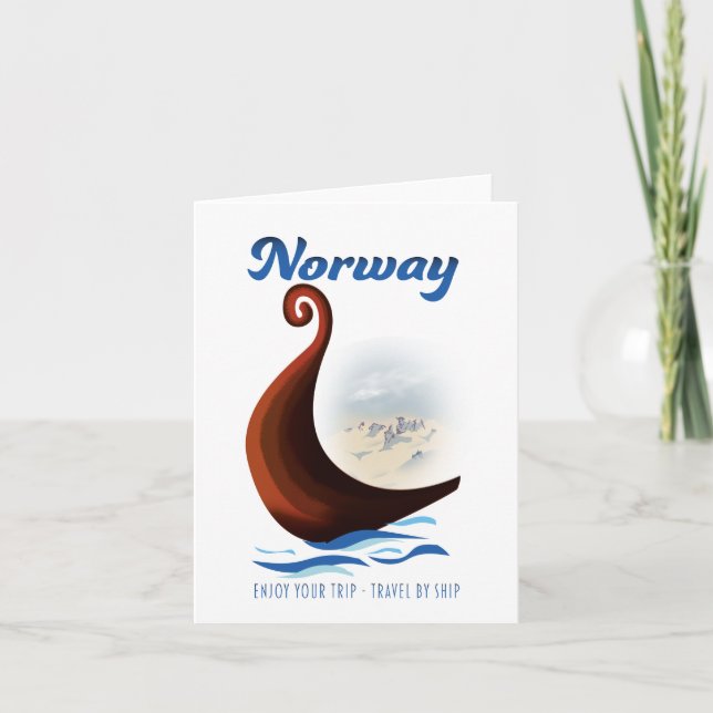 Norge långbåt reseinformation affisch anteckningskort (Framsida)