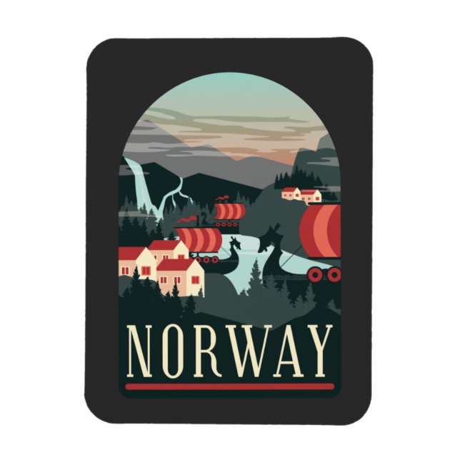 Norge liggande Vintage Magnet (Vertikal)