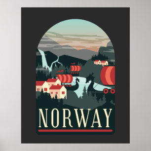 Norge liggande Vintage Poster