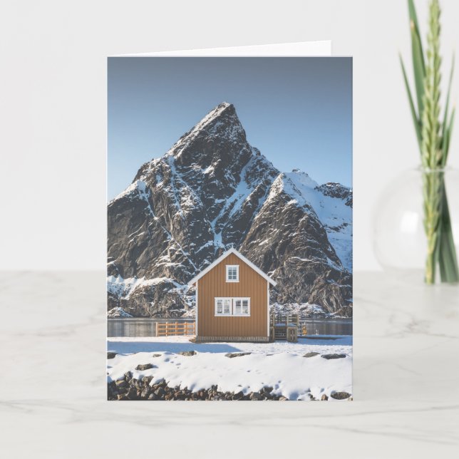Norge Lofoten Gul Stuga Kort (Framsida)