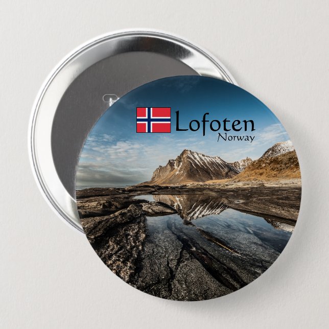 Norge Lofoten liggande foto Knapp (Framsida & baksida)