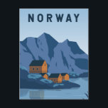 Norge Lofoten Travel Vintage Art Vykort<br><div class="desc">Norgens vektorkonsdesign. Det är känt för sin dramatiska historia,  med toppar som Svolvæ-roteln som rusar upp i himlar.</div>