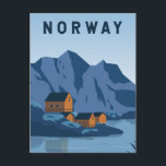 Norge Lofoten Travel Vintage Art Vykort<br><div class="desc">Norgens vektorkonsdesign. Det är känt för sin dramatiska historia,  med toppar som Svolvæ-roteln som rusar upp i himlar.</div>