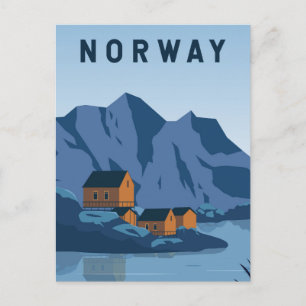 Norge Lofoten Travel Vintage Art Vykort