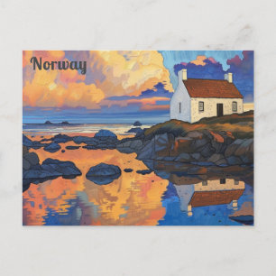 Norge Lofotenöarna Akvarell Norsk Resa Vykort