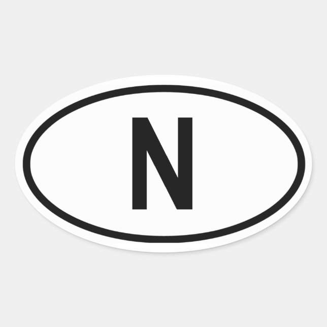 Norge ’N’ Ovalt Klistermärke (Framsida)