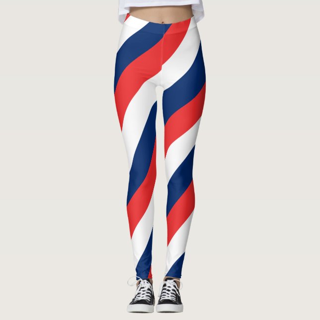 Norge National Flagga Färg Diagonal Stripe Leggings (Framsida)