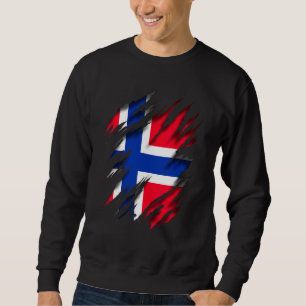 Norge Noreg Norska Flagga Norge Lång Ärmad Tröja