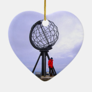 Norge norr udd, jordklotsymbol julgransprydnad keramik