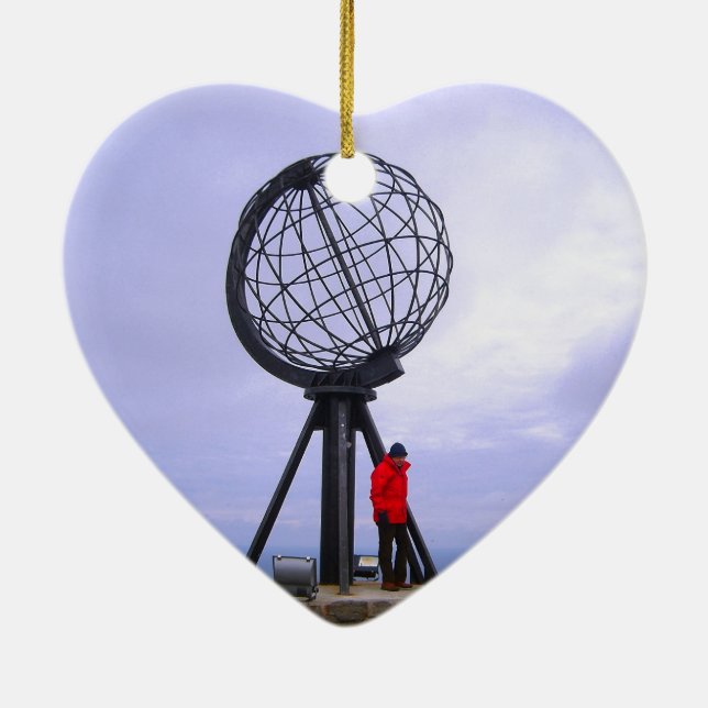 Norge norr udd, jordklotsymbol julgransprydnad keramik (Baksidan)