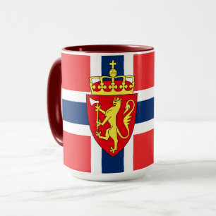 Norge, norsk flagga, med jackande av arm mugg