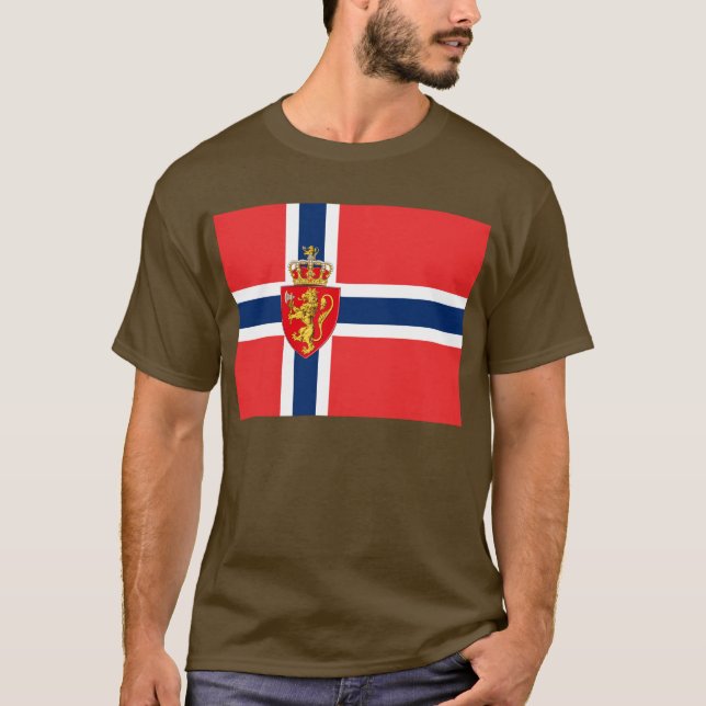 Norge, norsk flagga, med jackande av arm/Odee T Shirt (Framsida)