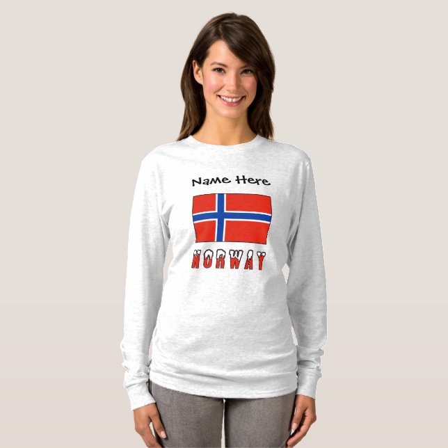 Norge Norsk Flagga Svart anpassning T Shirt (Hel framsida)