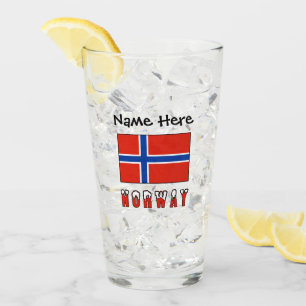 Norge Norsk Flagga Svart Personalisering Glaskopp
