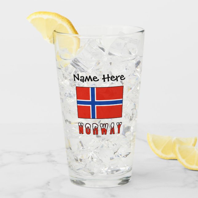 Norge Norsk Flagga Svart Personalisering  Glaskopp (Framsida Ice)