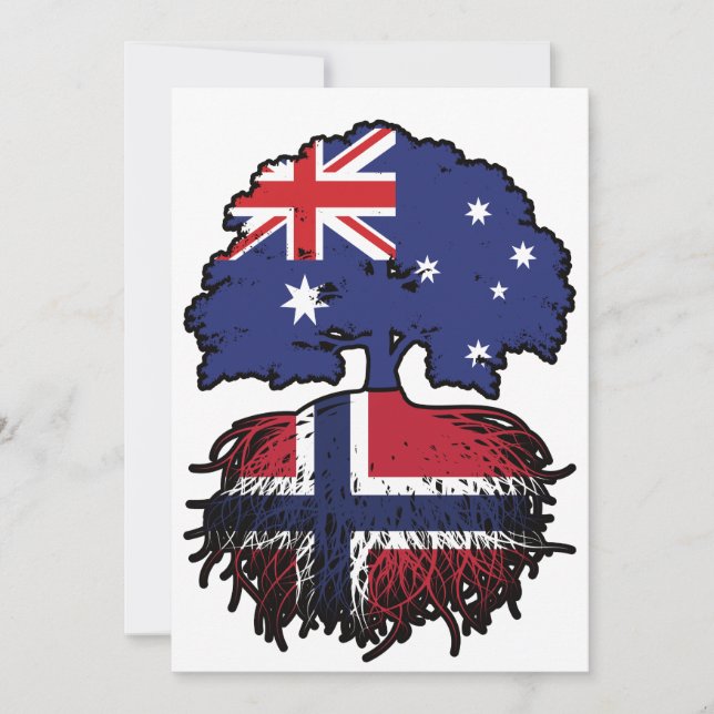 Norge Norska Australien Träd Roots Inbjudningar (Framsida)