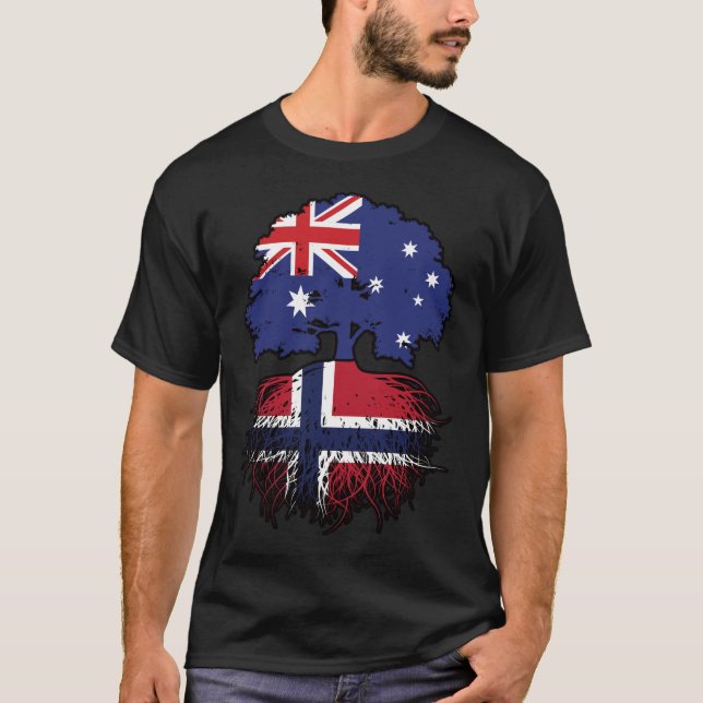 Norge Norska Australien Träd Roots T Shirt (Framsida)